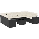  10-dijelni set vrtnih sofa s jastucima crni od poliratana Crna | shoptok.hr