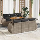 Maison Chic Seti vrtnega pohištva - Vrtna garnitura - Vrtni pohištvo set 7-delna z blazinami siv poli ratan, (21801773) | Shoptok.si