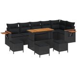 vidaXL 10-dijelni vrtni kauč set s jastučićima crni poly rattan akacija, 4-dijelni vrtni blagovaonski set s jastučićima crni poly rattan akacija Cijene