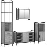  Set ormarića za kupaonicu 4 kom. Siva Sonoma 40 x 36 x 200 5 cm - Siva Sonoma Ormar ispod sudopera (1 vrata i 2 police) + viseći | shoptok.hr