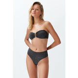 Trendyol Black Plain Strapless Accessory Glitter High Waist High Leg Brazilian Bikini Set | Shoptok.si
