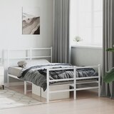 Maison Chic Kovinski Posteljni okvir - Dvoposteljna postelja - Zakonska postelja z vzglavjem in vznožjem bel 120x200 cm, (21697286) | Shoptok.si