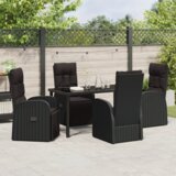  Set za vrtne obroke od 5 komada s jastucima - Crni poli ratan | shoptok.hr