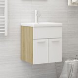 vidaXL Ormarić za umivaonik bijeli i boja hrasta 41x38,5x46 cm iverica Cijene