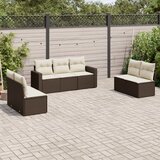 Maison Chic Seti vrtnega pohištva - Vrtna garnitura - Vrtni pohištvo set 7-delna z blazinami rjav poli ratan, (21802003) | Shoptok.si