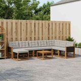  Set vanjskih sofa s jastukom 9 pcs Prirodna i Svjetlosiva | shoptok.hr