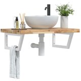  Zidna polica za umivaonik od čelika i masivnog bagremovog drva Smeđa 60 x 50 x 4 cm | shoptok.hr