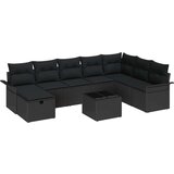 vidaXL 9-delni vrtni kavč set z blazinami Črna Poli ratan | Shoptok.si