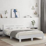 Maison Chic Posteljni okvir - Dvoposteljna postelja - Zakonska postelja z vzglavjem bel 140x200 cm inženirski les-J15648, (21770100) | Shoptok.si