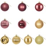  Set božićnih kuglica 50 kom. Zlatna i vinsko crvena 8 cm | shoptok.hr