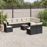  11-dijelni set vrtnih sofa od poliratana s jastucima crni Cijene
