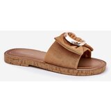 Boto Flat Women Sandals With Decorative Detail Camel Nellodra | Shoptok.si