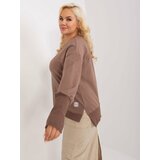 Fashion Hunters Brown plus size blouse with long sleeves Cene