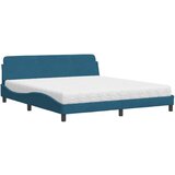  The Living Store Postelja z vzmetnico modra 180x200 cm žamet - Postelja, (21488988) | Shoptok.si
