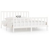 Maison Chic Posteljni okvir - Dvoposteljna postelja - Zakonska postelja bel iz trdnega lesa 200x200 cm-J3115, (21768709) | Shoptok.si