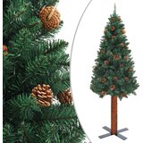 vidaXL Ozka novoletna jelka pravi les in storži zelena 150 cm PVC | Shoptok.si