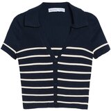 Bershka Pletena jopa nočno modra / bela | Shoptok.si