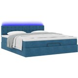 vidaXL Otomanski krevet s madracem&amp LED tamnoplavi 180x200cm baršunasti | shoptok.hr