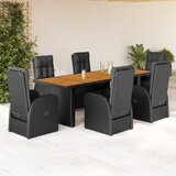 vidaXL 7-dijelni vrtni blagovaonski set s jastucima crni od poliratana | shoptok.hr