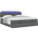 vidaXL Otomanski posteljni okvir z vzmetnicami siv 160x200 cm blago | Shoptok.si