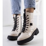 Gemre Beige Patent Leather Hiking Boots Casies Cene