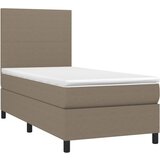  box spring s madracem LED smeđesivi 90x200 cm tkanina | shoptok.hr