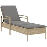 Maison Chic Ležalnik - Sončna ležalnik z blazino bež 63x200x81 cm poli ratan, (22043167) Cene