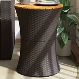 vidaXL Vrtni bočni stolić u obliku bubnja crni od poliratana i drva