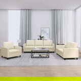  3-dijelni set sofa s jastucima krem od umjetne kože | shoptok.hr