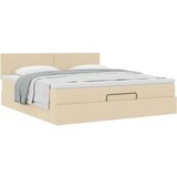 vidaXL Otomanski krevet s madracem krem 160x200 cm od tkanine | shoptok.hr