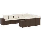 10-dijelni set vrtnih sofa od poliratana s jastucima smeđi | shoptok.hr