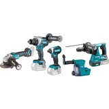 Makita LXT set - akumulatorska bušilica-odvijač DDF486Z + aku. udarni odvijač DTD153Z + aku. ugaona brusilica DGA504Z + aku. bušilica-čekić DHR243Z + punjač + 2 baterije + torba DLX4155TX1 Cene