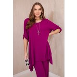 Kesi Włoski Set of blouse + pants with pendant plum | shoptok.hr