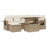 Maison Chic Seti vrtnega pohištva - Vrtna garnitura - Vrtni pohištvo set 7-delna z blazinami bež poli ratan, (21808811) | Shoptok.si