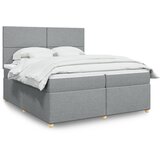  Krevet s oprugama i madracem svjetlosivi 200 x 200cm od tkanine | shoptok.hr