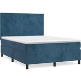 The Living Store Box spring postelja z vzmetnico temno modra 140x190cm žamet - Box Spring Postelja, (21491596) | Shoptok.si