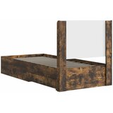  Krevetna konstrukcija s pohranom i uzglavljem Dimljeni hrast Smeđa 90 x 190 cm | Shoptok.si