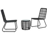  3-dijelni bistro set od poliratana crni | shoptok.hr