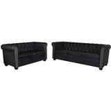  Chesterfield kavč dvosed in trosed um. usnje črne barve | Shoptok.si