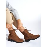 Shelvt Brown women's lace-up boots with low heels | shoptok.hr