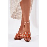 Boto Women's Flat Sandals With Golden Pins Orange Nalothiel | shoptok.hr