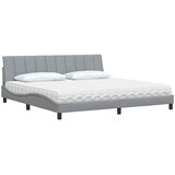  Krevet s madracem Hanko svjetlosivi 200 x 200 cm od tkanine | shoptok.hr