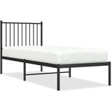 The Living Store Kovinski posteljni okvir z vzglavjem črn 75x190 cm - Posteljni Okvir, (21528330) | Shoptok.si