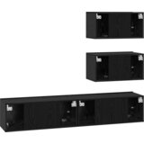 vidaXL TV kabinet 4 pcs Črni hrast 80 x 30 x 30 cm Konstruiran les | Shoptok.si