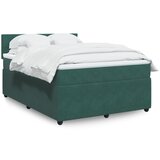 vidaXL Box spring postelja z vzmetnico temno zelena 140x200 cm žamet | Shoptok.si
