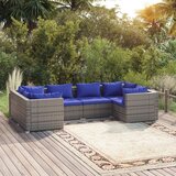 Maison Chic Seti vrtnega pohištva - Vrtna garnitura - Vrtni pohištvo set 6-delna z blazinami poli ratan siva, (21805447) | Shoptok.si