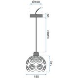 Toolight stropna kristalna svjetiljka APP206-1C crna | shoptok.hr