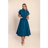 Fenzy Midi Obleka S Pasom, Petrol | Shoptok.si