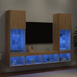  5-dijelni zidni TV elementi s LED svjetlima boja hrasta drveni | shoptok.hr
