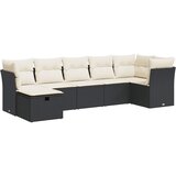 Maison Chic Seti vrtnega pohištva - Vrtna garnitura - Vrtni pohištvo set 7-delna z blazinami črn poli ratan, (21801705) | Shoptok.si